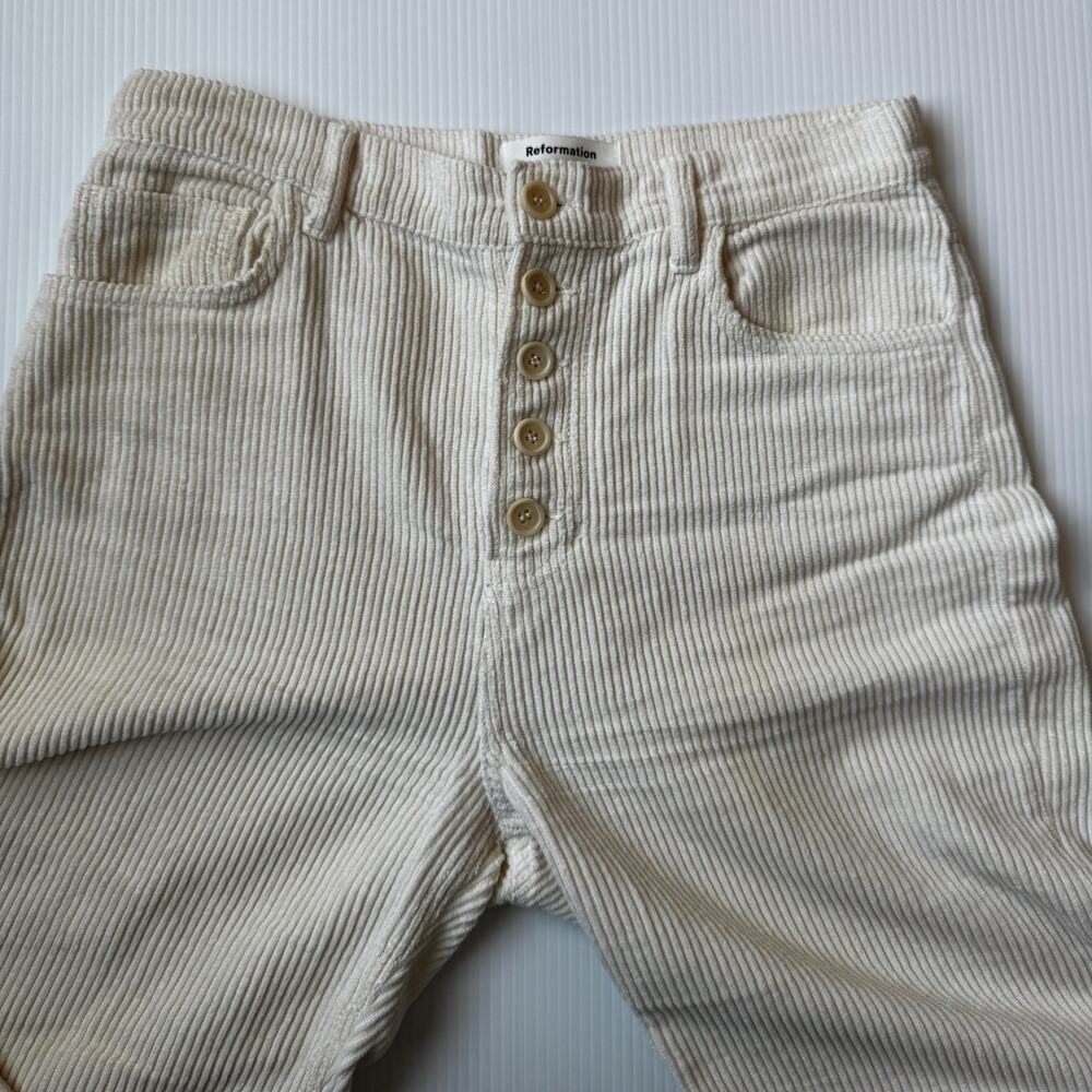 Reformation Cynthia Corduroy Pants 28 Cream Straight Cozy Nostalgic Retro Ivy - Picture 8 of 16